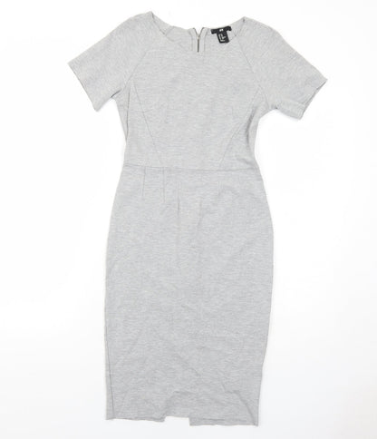 H&M Womens Grey Viscose Bodycon Size XS Round Neck Zip