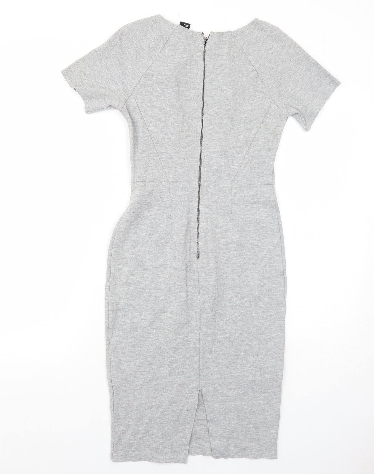 H&M Womens Grey Viscose Bodycon Size XS Round Neck Zip