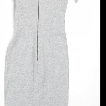 H&M Womens Grey Viscose Bodycon Size XS Round Neck Zip