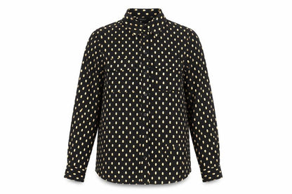 Who What Wear Womens Black Geometric Polyester Basic Button-Up Size M Collared