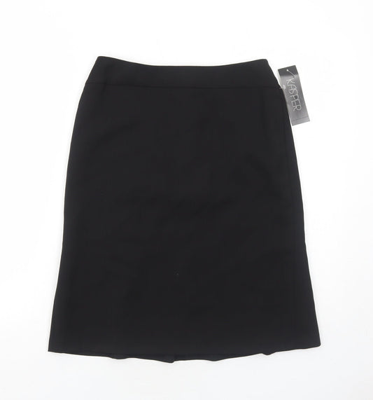 Kasper Womens Black Polyester Swing Skirt Size 8 Zip