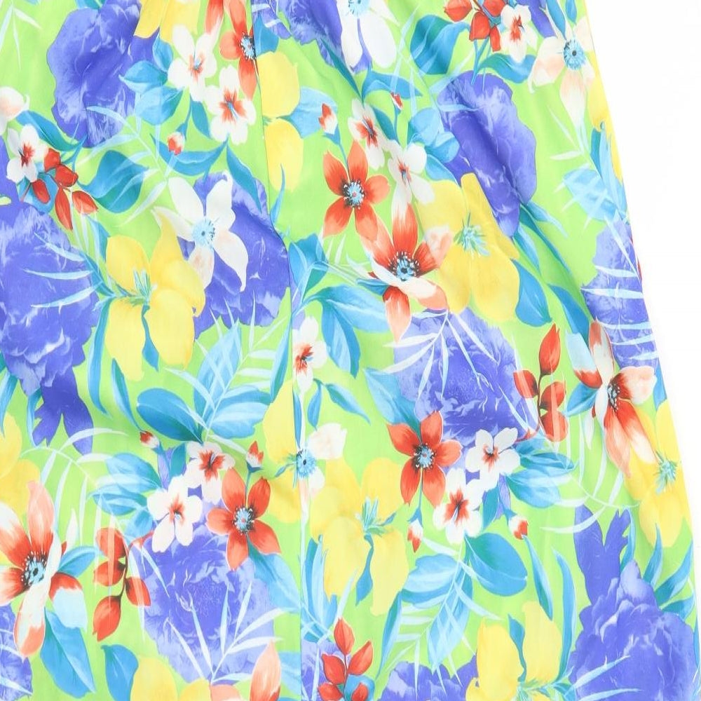 Daxon Womens Multicoloured Floral Polyester Tank Dress Size 16 Square Neck Pullover