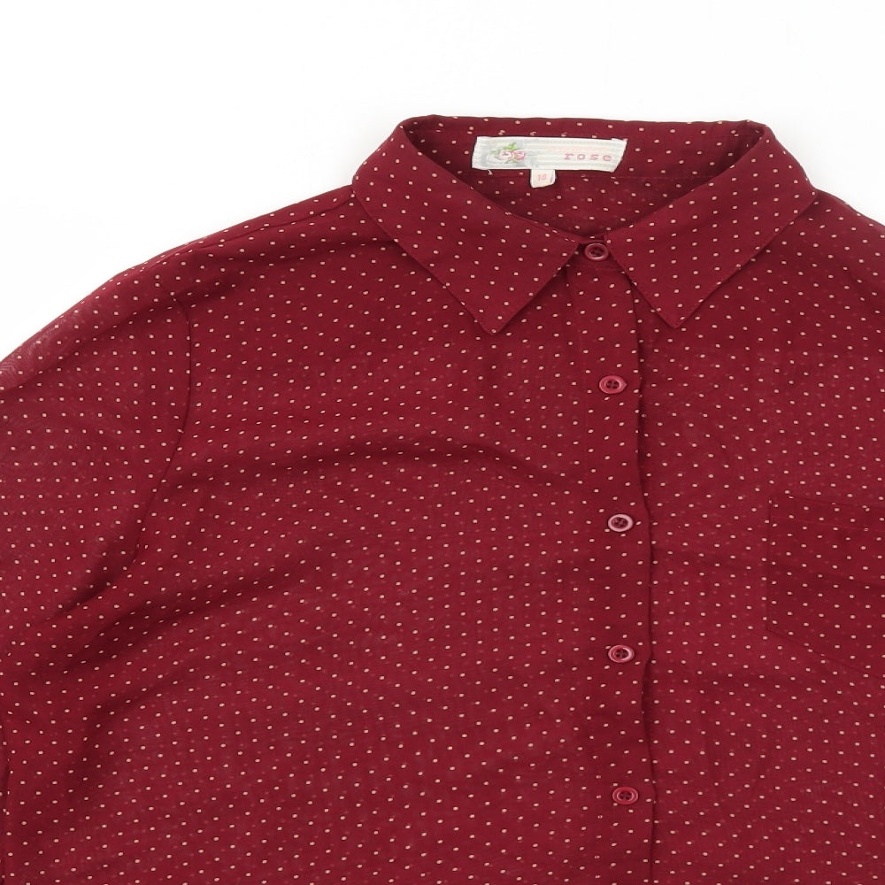 Womens UK Size 18 Cameo Rose Red Basic Button-Up