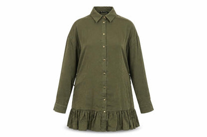 Zara Womens Green Polyester Shirt Dress Size S Collared Button