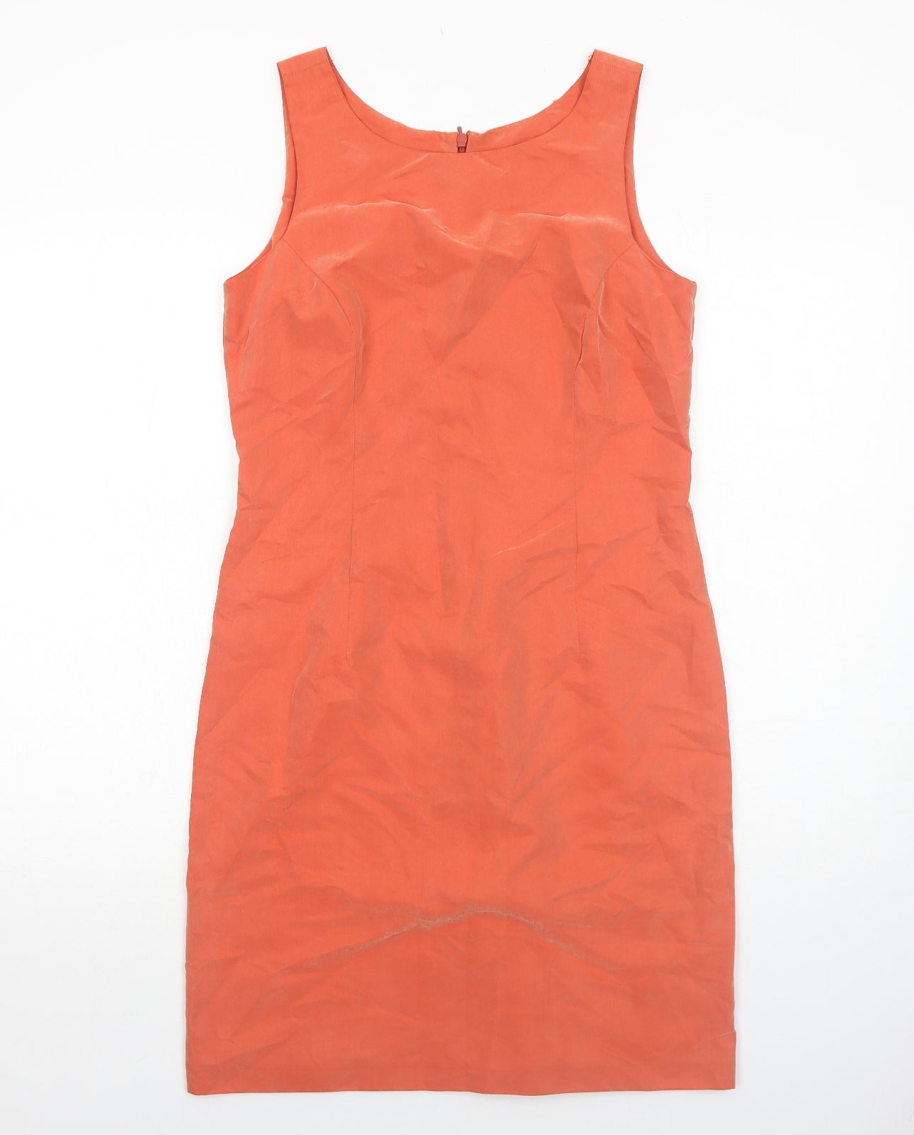 New Look Womens Orange Viscose Pencil Dress Size 12 Boat Neck Zip