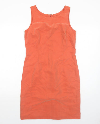New Look Womens Orange Viscose Pencil Dress Size 12 Boat Neck Zip