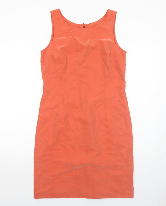 New Look Womens Orange Viscose Pencil Dress Size 12 Boat Neck Zip