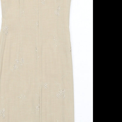 Liz Claiborne Womens Beige Polyester Pencil Dress Size 4 V-Neck Zip