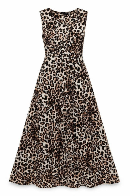 New Look Womens Brown Animal Print Polyester Trapeze & Swing Size 10 V-Neck Pullover - Leopard Pattern