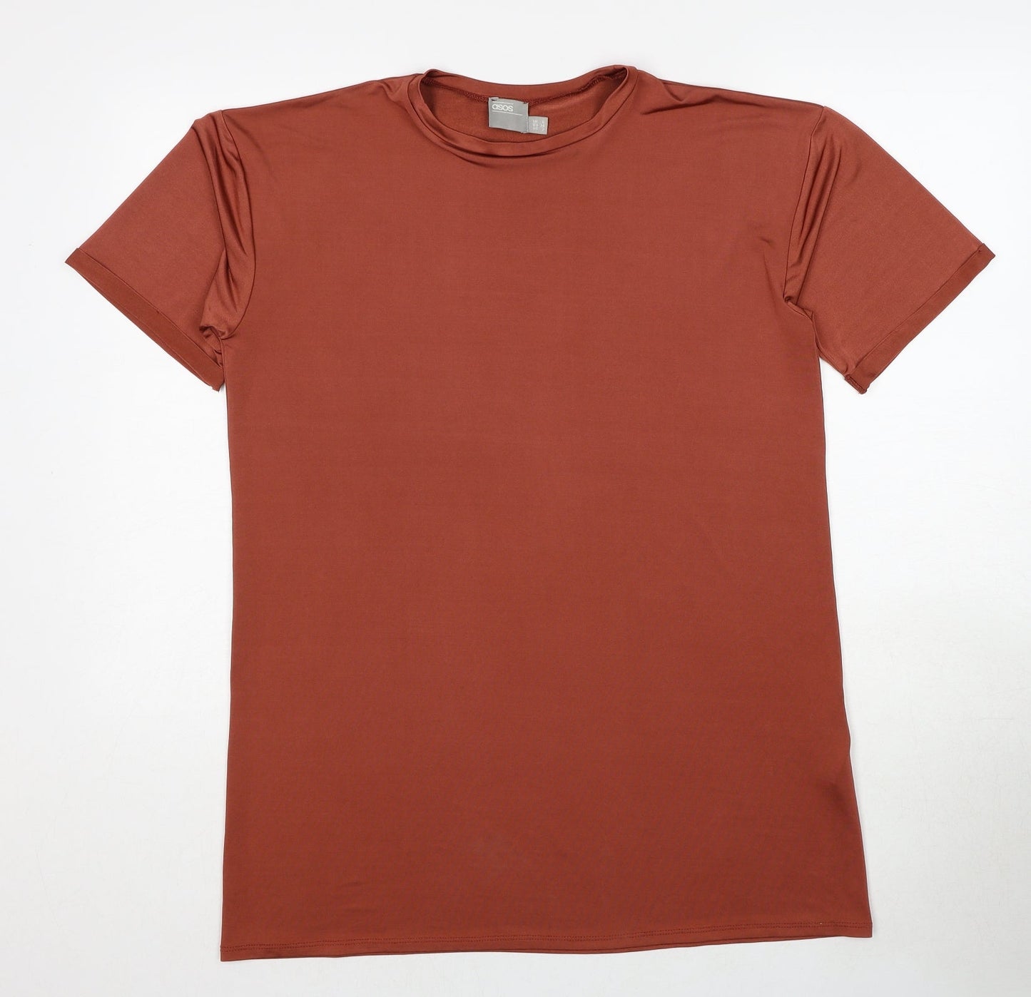 ASOS Womens Brown Polyester T-Shirt Dress Size 6 Round Neck Pullover