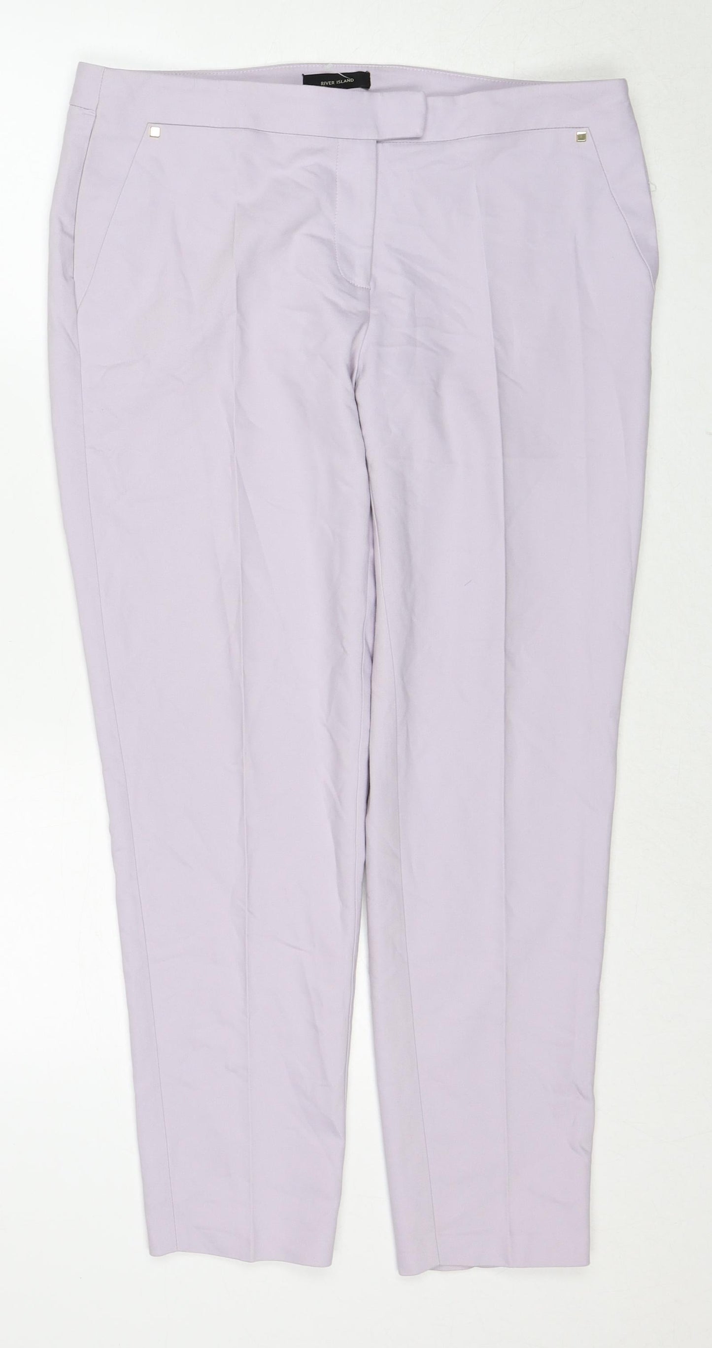 River Island Womens Pink Cotton Chino Trousers Size 12 Regular Zip