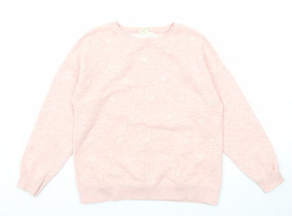 Zara Girls Pink Geometric Polyester Pullover Sweatshirt Size 13-14 Years Pullover - Heart Pattern