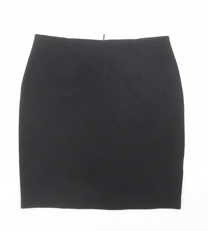 Marks and Spencer Girls Black Polyester Straight & Pencil Skirt Size 10 Years Regular Zip