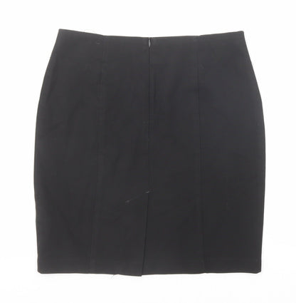 Marks and Spencer Girls Black Polyester Straight & Pencil Skirt Size 10 Years Regular Zip