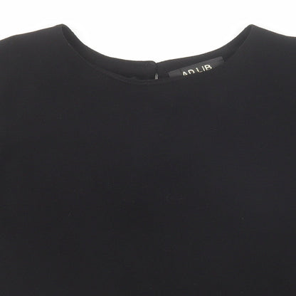 Ad Lib Womens Black Polyester Basic T-Shirt Size 14 Round Neck