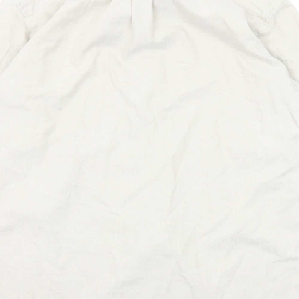 The Savile Row Mens Beige Cotton Button-Up Size 15.5 Collared Button