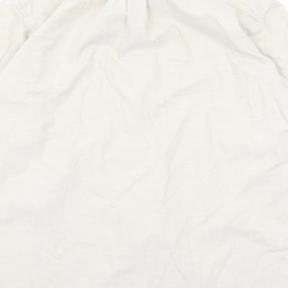 The Savile Row Mens Beige Cotton Button-Up Size 15.5 Collared Button