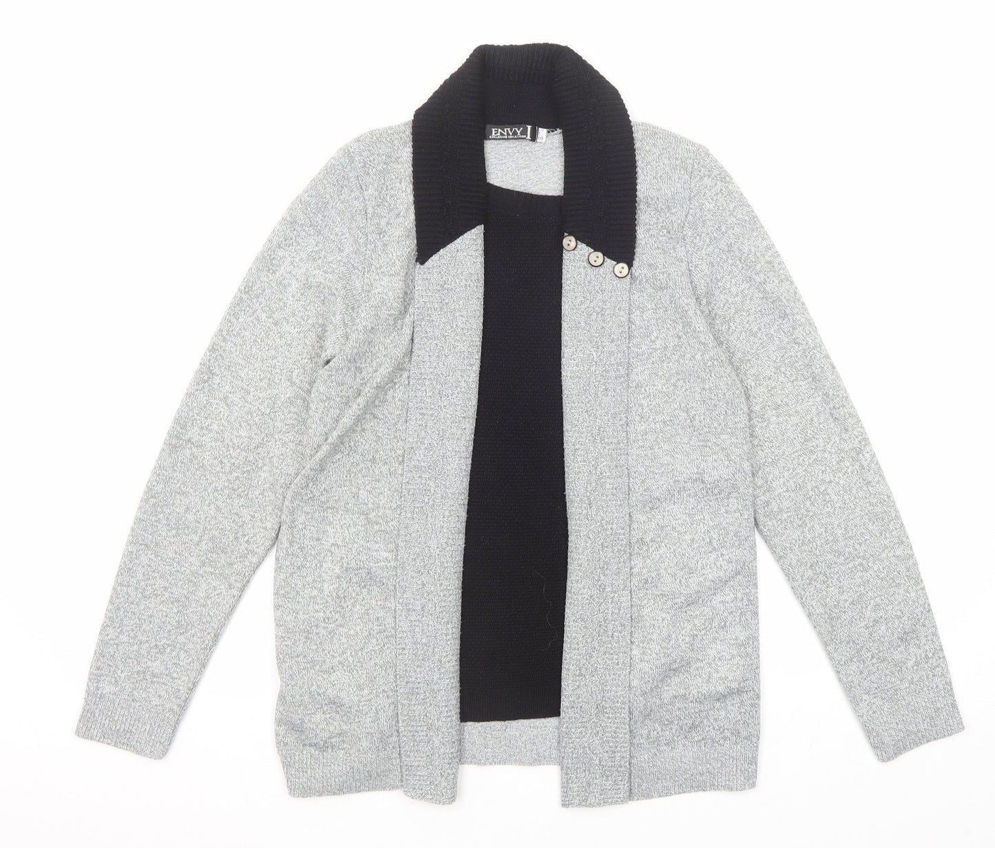 Envy Womens Grey V-Neck Acrylic Pullover Jumper Size S - Twin Set