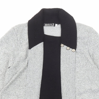 Envy Womens Grey V-Neck Acrylic Pullover Jumper Size S - Twin Set