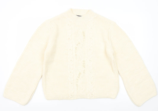Womens UK Size M Marks and Spencer White Pullover Jumper