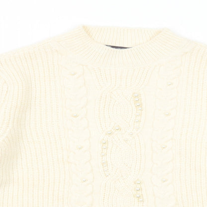 Womens UK Size M Marks and Spencer White Pullover Jumper