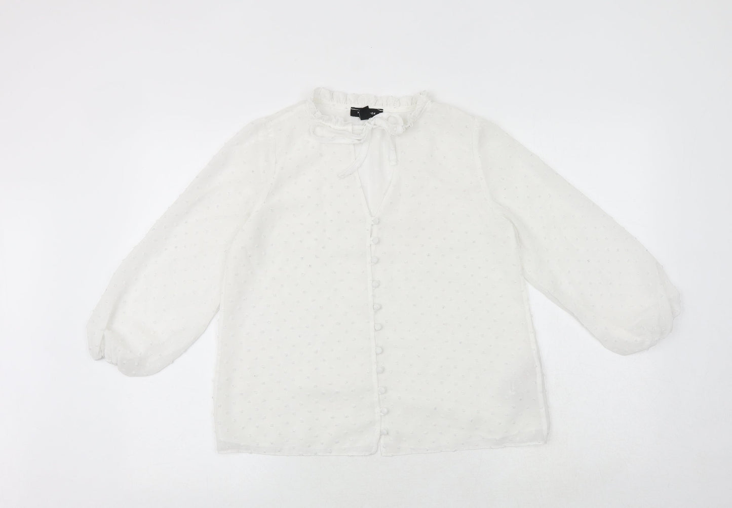Womens UK Size 6 New Look White Basic Button-Up