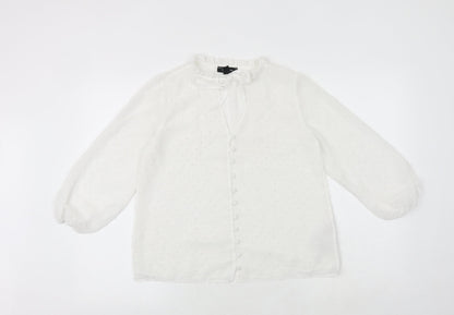 Womens UK Size 6 New Look White Basic Button-Up
