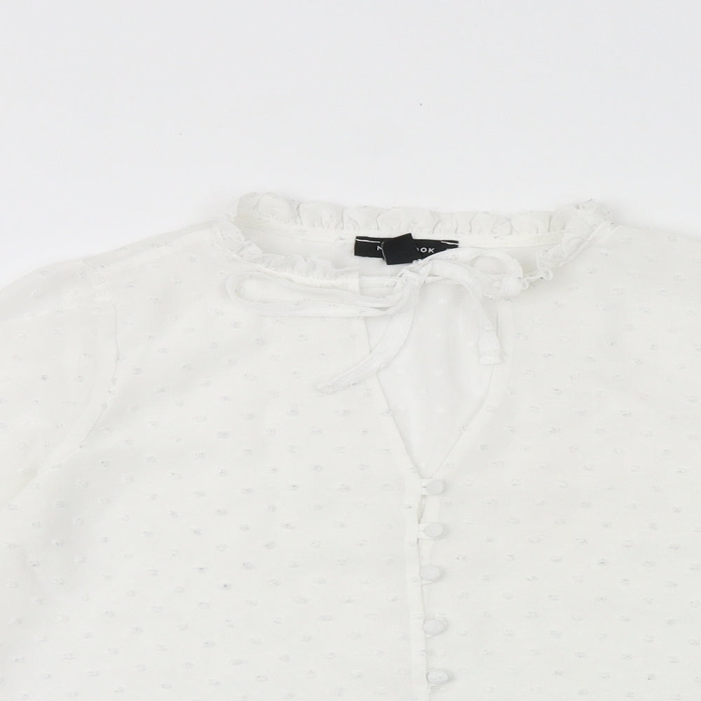 Womens UK Size 6 New Look White Basic Button-Up