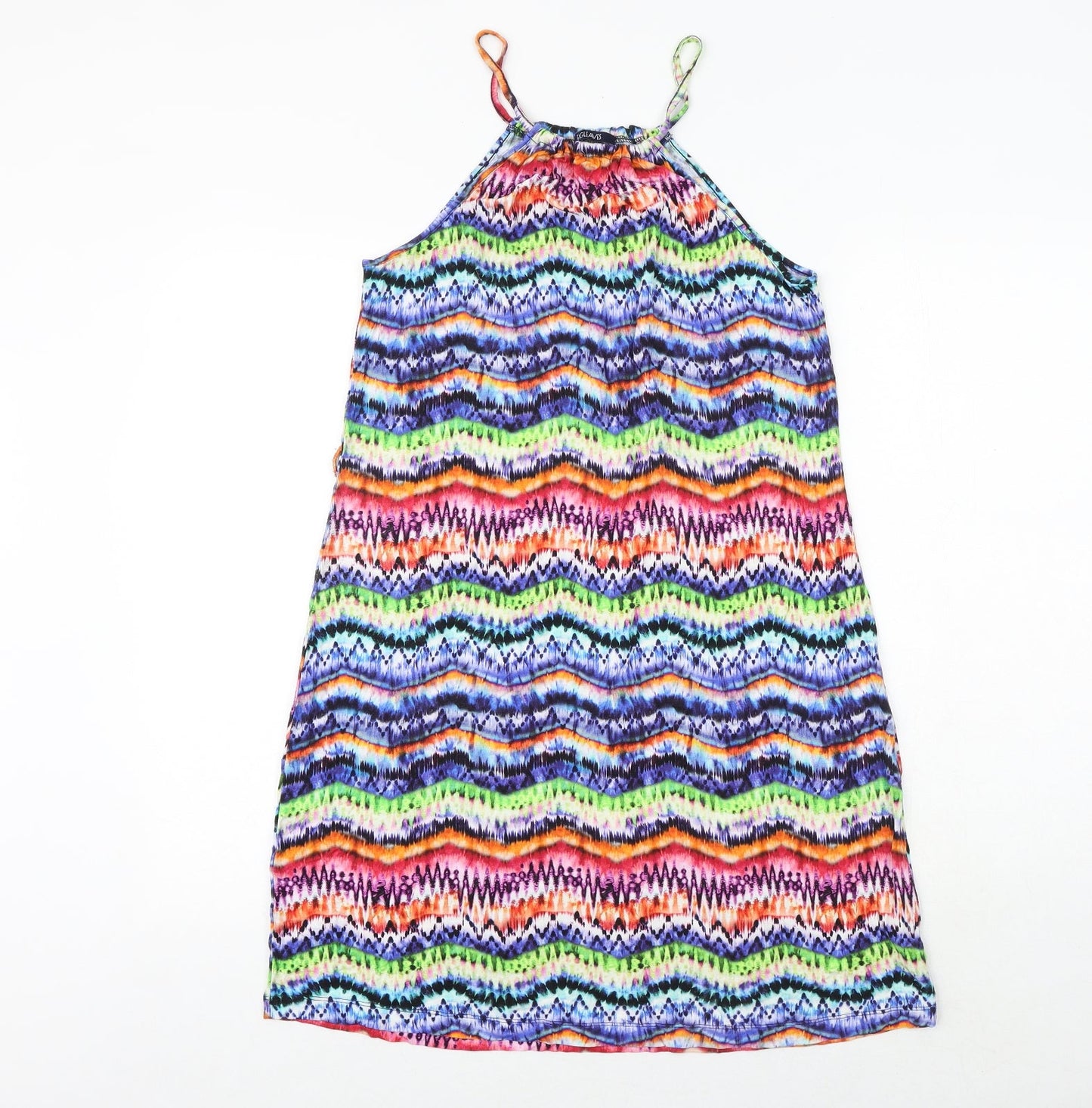 figleaves Womens Multicoloured Geometric Viscose Tank Dress Size S Round Neck Pullover