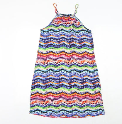 figleaves Womens Multicoloured Geometric Viscose Tank Dress Size S Round Neck Pullover