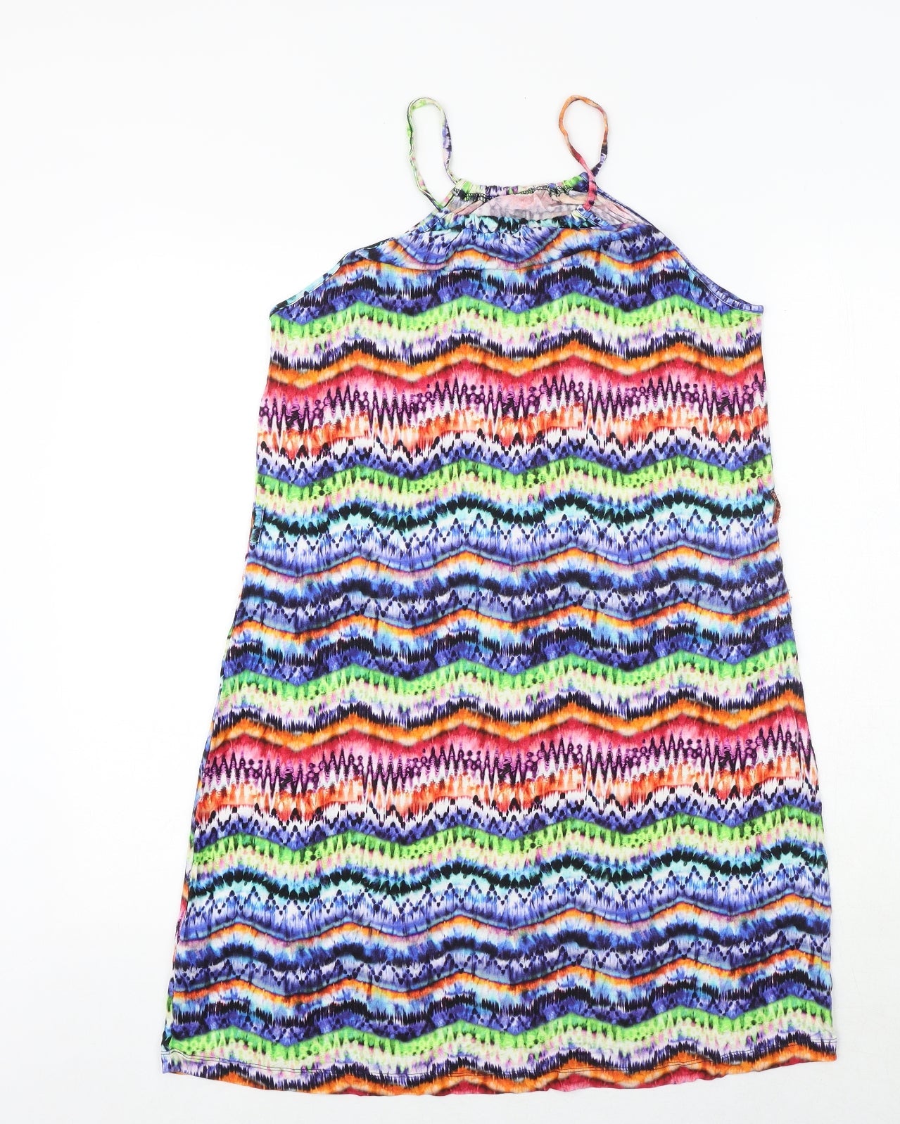 figleaves Womens Multicoloured Geometric Viscose Tank Dress Size S Round Neck Pullover