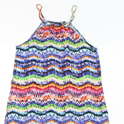 figleaves Womens Multicoloured Geometric Viscose Tank Dress Size S Round Neck Pullover