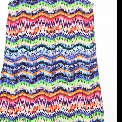 figleaves Womens Multicoloured Geometric Viscose Tank Dress Size S Round Neck Pullover