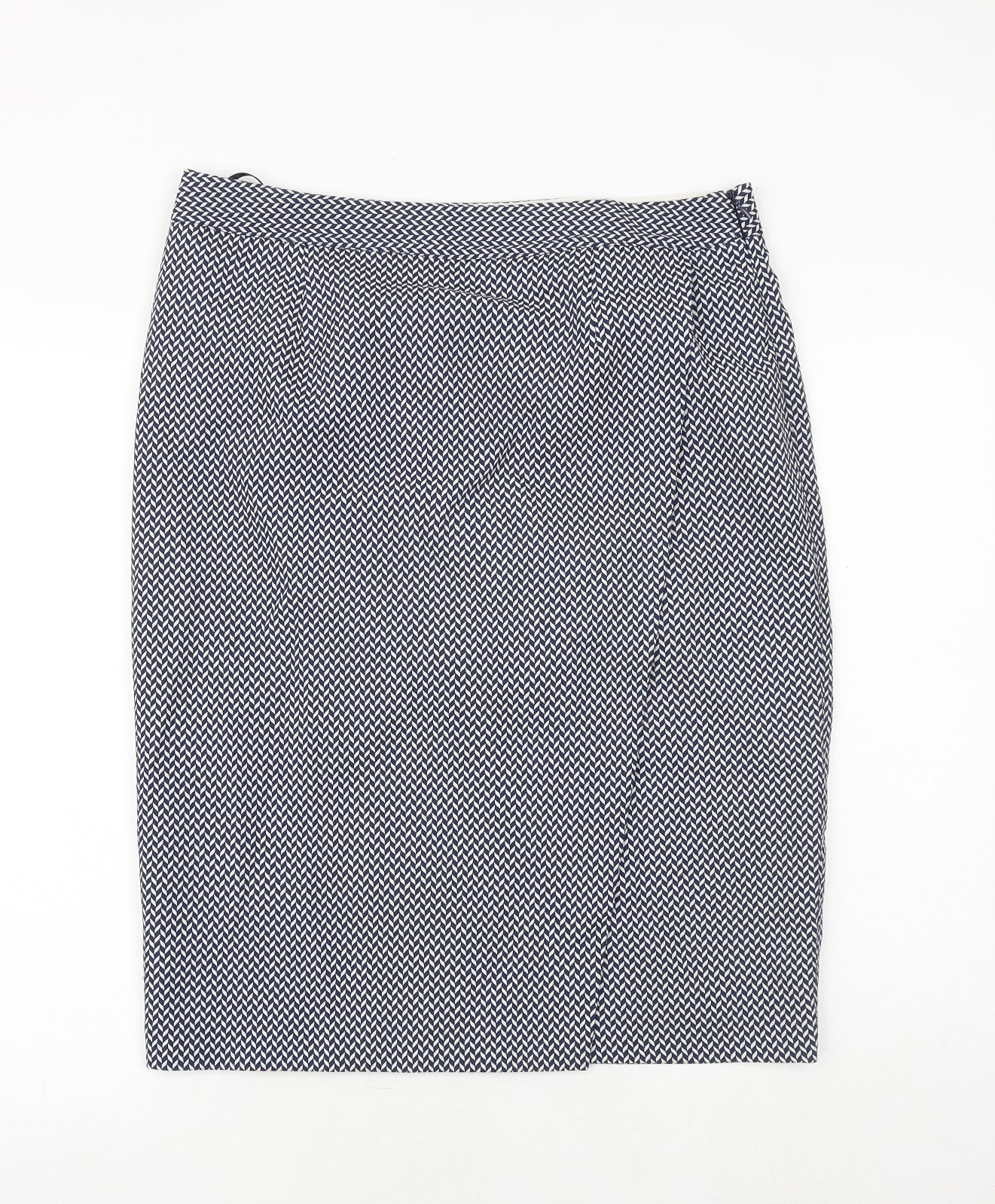 NEXT Womens Blue Geometric Polyester A-Line Skirt Size 14 Zip