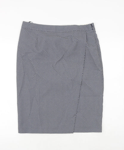 NEXT Womens Blue Geometric Polyester A-Line Skirt Size 14 Zip