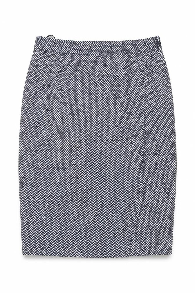 NEXT Womens Blue Geometric Polyester A-Line Skirt Size 14 Zip