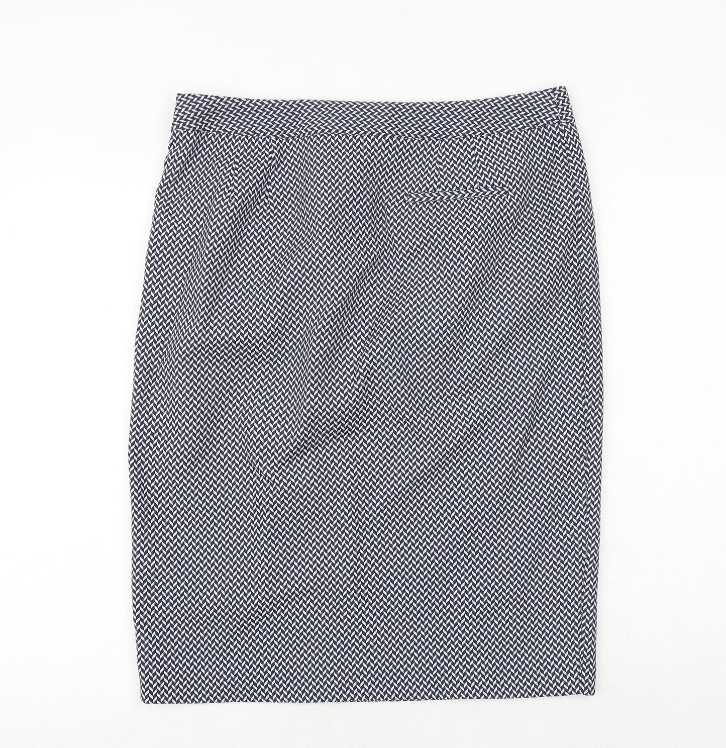 NEXT Womens Blue Geometric Polyester A-Line Skirt Size 14 Zip