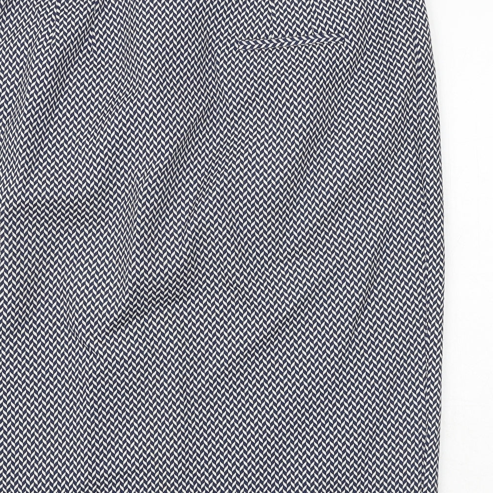 NEXT Womens Blue Geometric Polyester A-Line Skirt Size 14 Zip