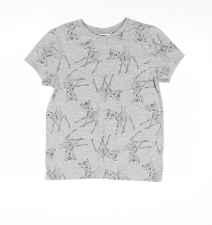 Womens UK Size 10 Disney Grey Basic T-Shirt