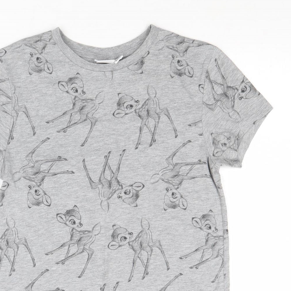 Womens UK Size 10 Disney Grey Basic T-Shirt