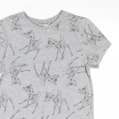 Womens UK Size 10 Disney Grey Basic T-Shirt