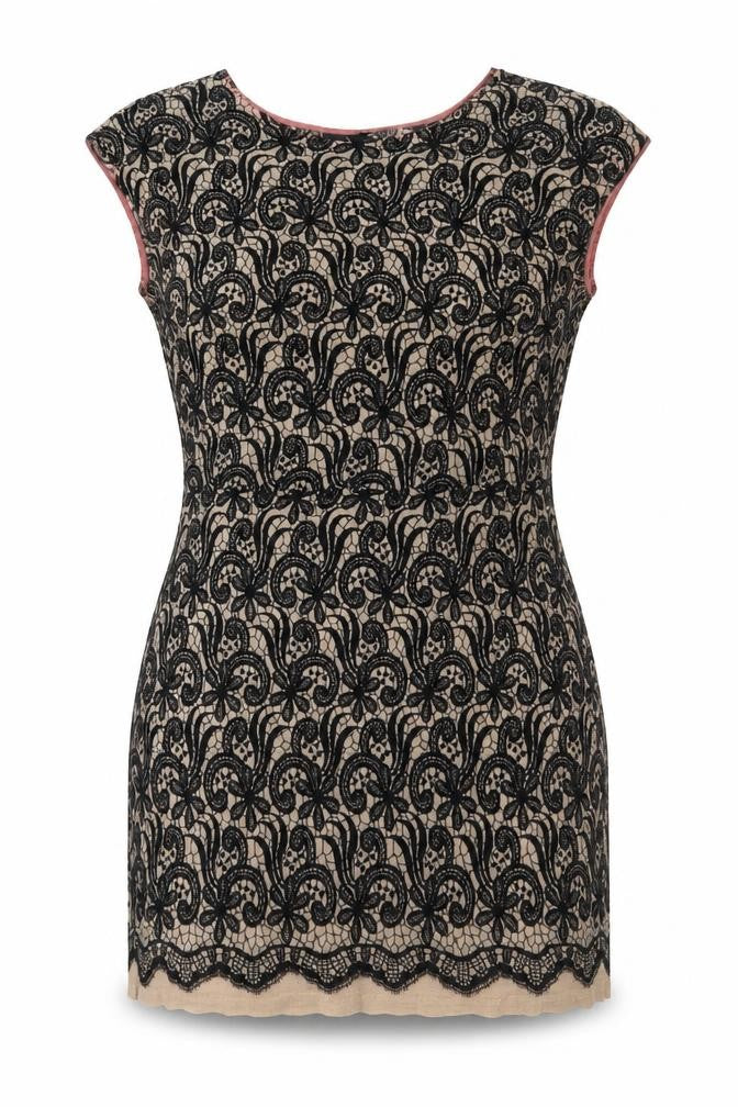 NEXT Womens Black Nylon Mini Size 12 Boat Neck Pullover - Lace Overlay