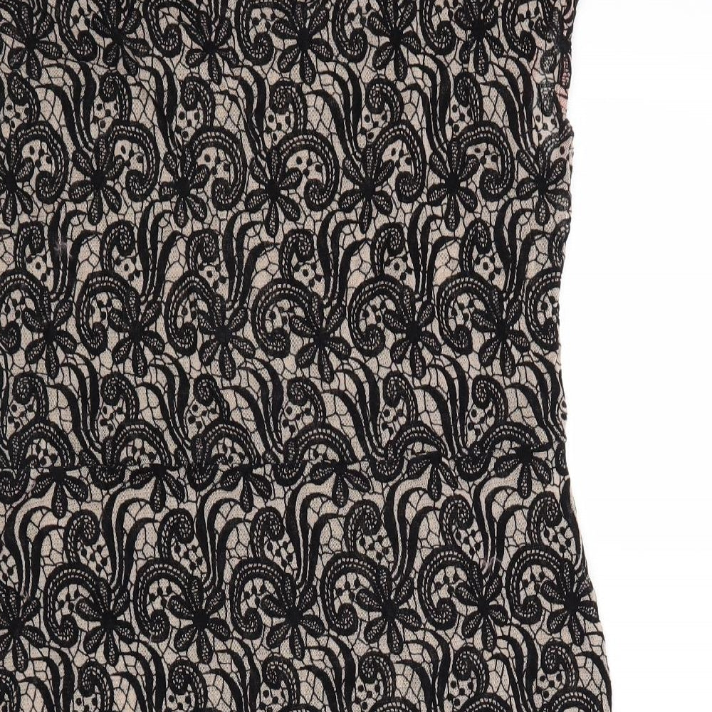 NEXT Womens Black Nylon Mini Size 12 Boat Neck Pullover - Lace Overlay