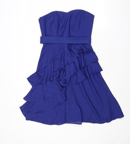 Coast Womens Blue Polyester Fit & Flare Size 10 Sweetheart Zip