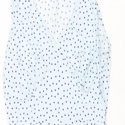 Precis Womens Blue Polka Dot Viscose Tank Dress Size S V-Neck Zip