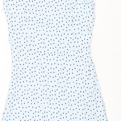 Precis Womens Blue Polka Dot Viscose Tank Dress Size S V-Neck Zip