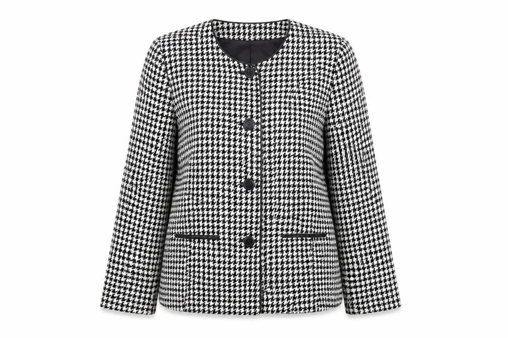 CMD Womens Black Geometric Jacket Blazer Size 12 Button