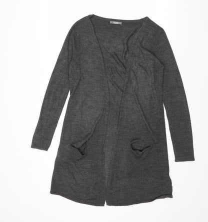 South Womens Grey V-Neck Acrylic Cardigan Jumper Size 8