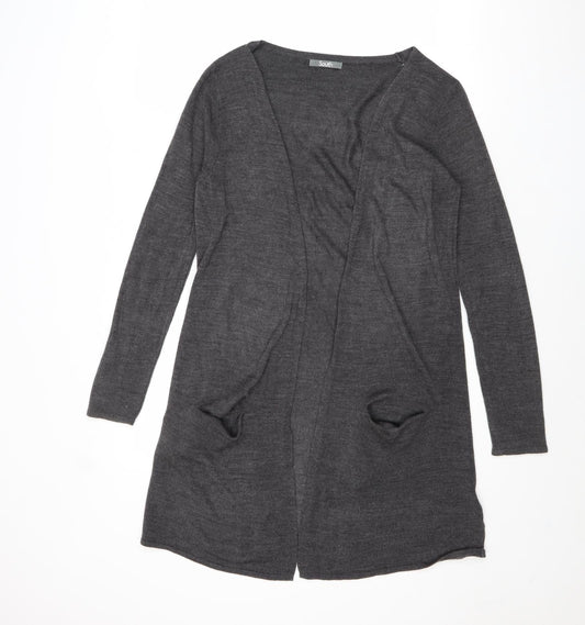 South Womens Grey V-Neck Acrylic Cardigan Jumper Size 8