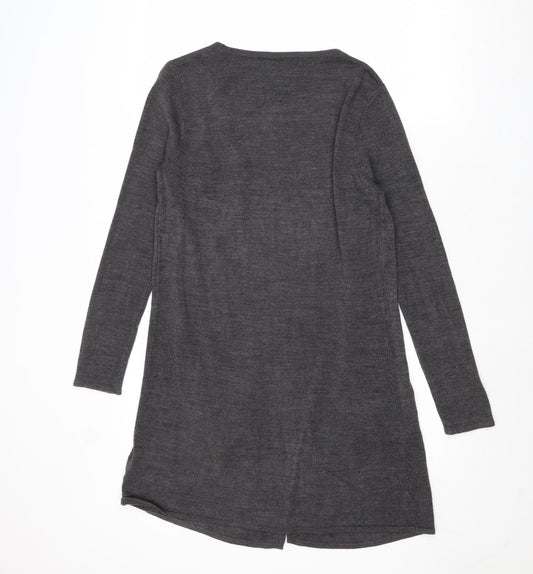 South Womens Grey V-Neck Acrylic Cardigan Jumper Size 8